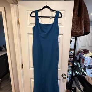 Laundry By Shelli Segal Teal Square-Neck Maxi Dress